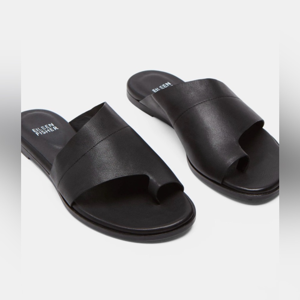 Eileen Fisher - Ty Washed Leather Slide - Black - US 7.5